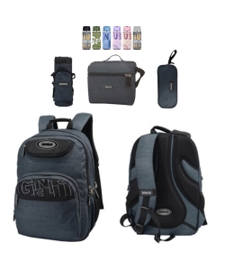 Backpack Dark Grey Genius Set 4 Pcs