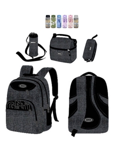 Backpack Dark Grey Genius Set 4 Pcs