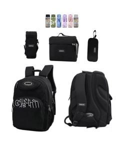 Backpack Black Genius Set 4 Pcs