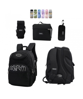 Backpack Black Genius Set 4 Pcs