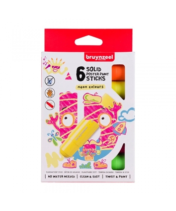 Bruynzeel Poster paint stick set Neon | 6 colours