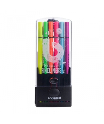 Fineliner Bruynzeel Plastic Box 12/Pack Neon And Pastel 60241212