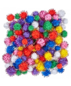 Craft For All Pompon Glitter 1Cm 50Pcs 2.5Cm 20Pcs 3.5Cm 8Pc