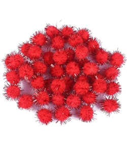 Craft For All Pompon Glitter 20Mm 30Pcs/Pack Red Ca-5