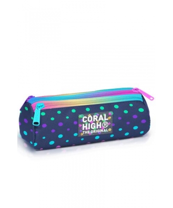 Pencil Case Coral High Kids Dots Triangular 3 Comp. Dark Blue 11172