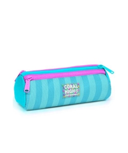 Pencil Case Coral High Kids Striped Triangular 3 Comp. Turquoise Pink 22087
