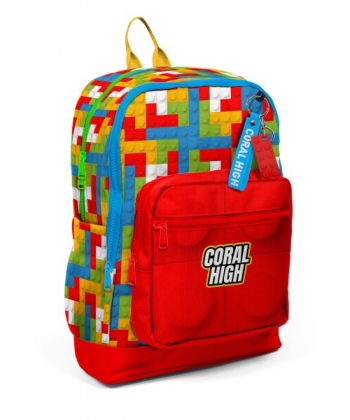 Backpack Coral High Kids Blocks Color Large 2 Comp. Red 23775