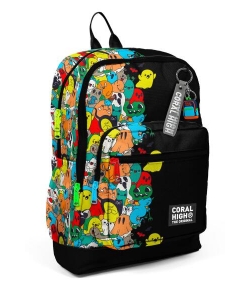 Backpack Coral High Kids Monters Large 2 Comp. Black 23774