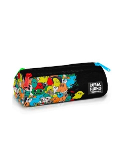 Pencil Case Coral High Kids Monsters Triangular 3 Comp. Black 22090
