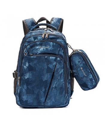 Backpack Leopard 4 Comp Printed Blue Set 4Pcs 25074