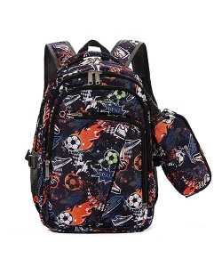 Backpack Leopard 4 Comp Football Set 4Pcs 25114