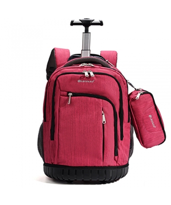 Backpack Trolley Leopard 3 Comp. Fushia Set 4Pcs 25045