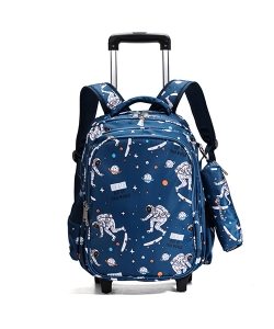 Backpack Leopard Kids Trolley 4 Comp Space Set 4Pcs 25321