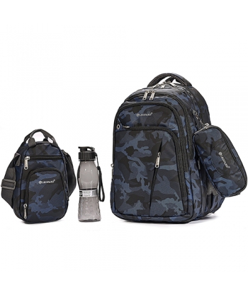 Backpack Leopard 4 Comp Army Blue Set 4Pcs 25054