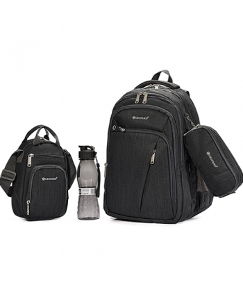 Backpack Leopard 4 Comp Dark Grey Set 4Pcs 25024