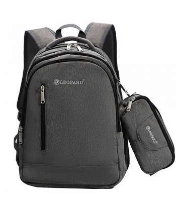 Backpack Leopard 3 Comp Grey Set 4Pcs 25083