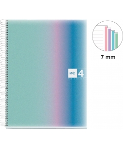 Notebook Mr Aurora A5 Ruled 4Sub 120Sh 70G Pp Spiral Santorini 4251