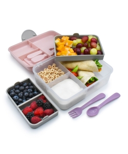 LUNCH BOX MELII BENTO 2 TIER 6 COMP. W/SPOON AND FORK 1446 ML PINK/PURPLE/GREY 21500