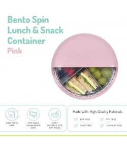 SPIN SNACK CONTAINER MELII BENTO 4 COMP. 463 ML PINK/GREY 18620