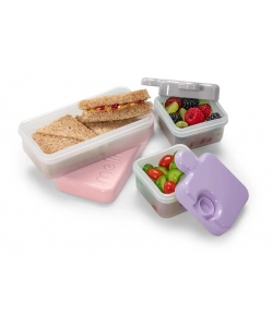 LUNCH BOX MELII BENTO PUZZLE 3 PCS 850 ML PURPLE/PINK/GREY 15250