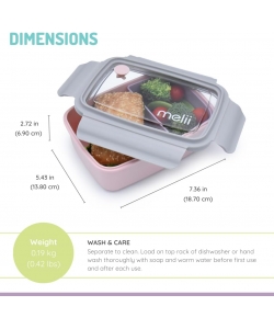 LUNCH BOX MELII BENTO WITH REMOVABLE COMP. 1250 ML PINK/PURPLE/GREY 21900