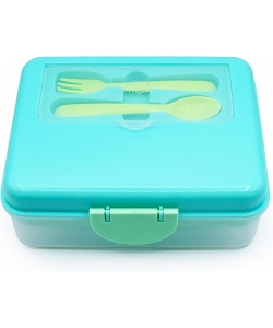 LUNCH BOX MELII BENTO 2 TIER 6 COMP. W/SPOON AND FORK 1446 ML BLUE/MINT/LIME 21510
