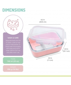 LUNCH BOX MELII BENTO GLASS CONTAINER W/SILICON SLEEVE 740 ML PINK 16960