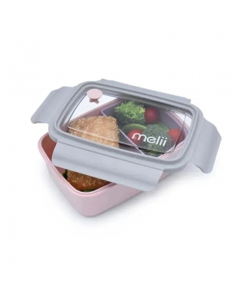LUNCH BOX MELII BENTO WITH REMOVABLE COMP. 880 ML PINK/PUPLE/GREY 21800