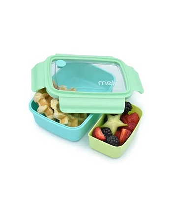 LUNCH BOX MELII BENTO WITH REMOVABLE COMP. 880 ML BLUE/MINT/LIME 21850