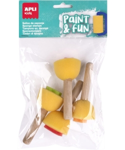 Sponge Stamps Apli Wooden Handle 4/Pack 18714