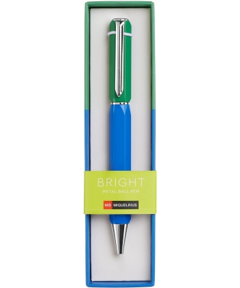 Pen Ballpoint Mr Bright 0.5Mm Retractable Green Blue 11965