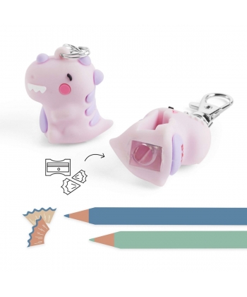Sharpener Mr Back To Fun Dinos W/Keyring Pink 11998
