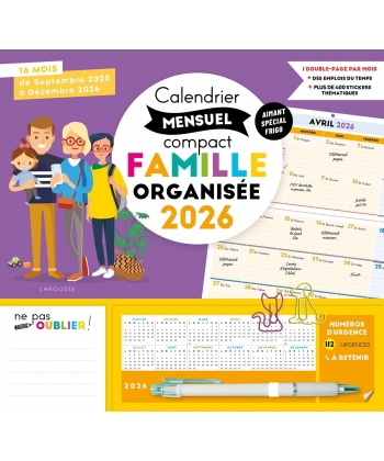 Calendrier Mensuel Compact Famille Organisee 2026