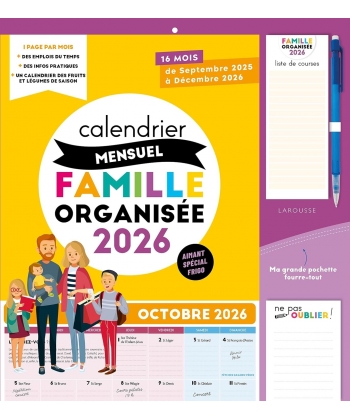 Calendrier Mensuel Famille Organisee 2026