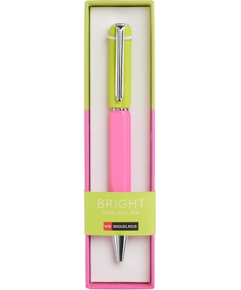 Pen Ballpoint Mr Bright 0.5Mm Retractable Yellow Pink 11964
