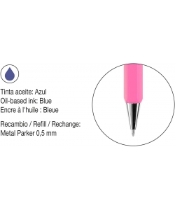 Pen Ballpoint Mr Bright 0.5Mm Retractable Yellow Pink 11964