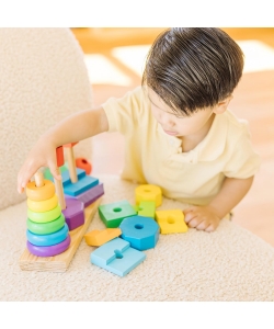 Melissa & Doug Geometrical Stacker Wooden Blocks 21Pcs Tr6073093