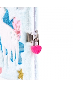 Notebook Puckator Unicorn Magic Plush Lockable With Padlock And Key Memo137