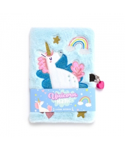 Notebook Puckator Unicorn Magic Plush Lockable With Padlock And Key Memo137