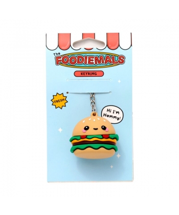 Keyring Puckator Foodiemals Hammy The Burger 3D Pvc Key297