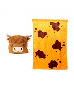 Blanket Puckator Blankeazzz Highland Coo 2-In-1 W/Plush Toy Blk03
