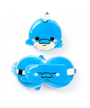 Plush Travel Cushion Puckator Relaxeazzz Adoramals Blu The Dolphin W/Eye Mask Cush350