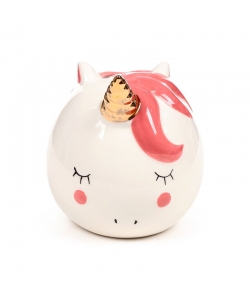 Money Bank Puckator Enchanted Rainbows Unicorn Ceramic White Mb267