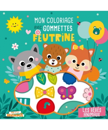 Mon P Tit Hemma Mon Coloriage Avec Gommettes En Feutrine - Les Bebes Animaux