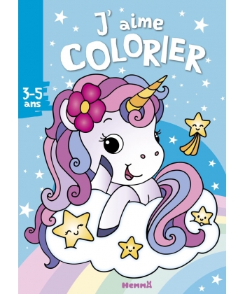 J Aime Colorier (3-5 Ans) (Licorne Sur Fond Bleu)
