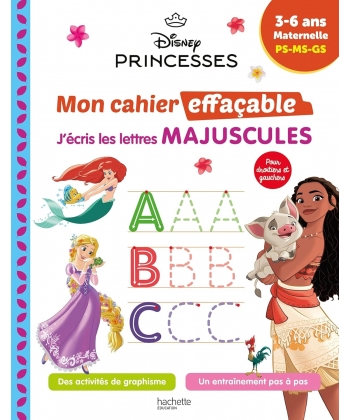Disney Princesses Mon Cahier Effacable - J Ecris Les Lettres Majuscules