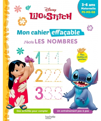 Lilo Stitch Mon Cahier Effacable - J Ecris Les Nombres