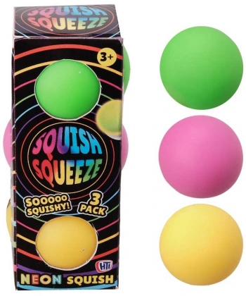 Hti Neon Super Squish Balls 3 Pack Assorted 1376496