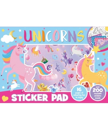 Alligator Books Unicorns Sticker Pad A3 200 Reusable Stickers 3813Unasp