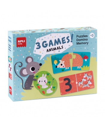 Puzzle 3 In 1 Games Animals - Apli
